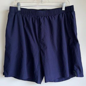 RHONE Men's Navy Blue 7" Lined Athletic Shorts. Men's Size Large